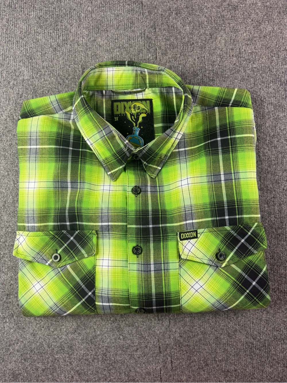 Dixxon Flannel Company Arsenic Mens Long Sleeve Plaid Shirt Size 2X Green/Black